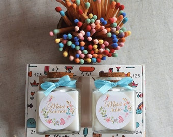 Early childhood box 2 Candles "Thank you nanny, mistress and master, personalized gift candle