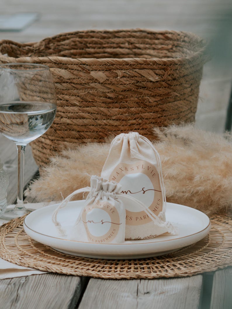 Pochon coton Max & Sylvie – sac cadeau mariage réutilisable