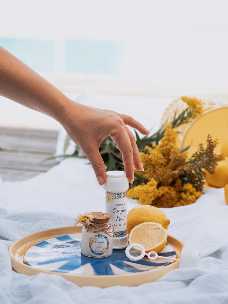 Cadeau invité mariage bohème – bulles personnalisées prêtes à offrir