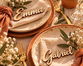 Personalized Wooden Name Place Card, Wedding Place Setting, Table Decor, Baptism, Birthday, Guest Gift