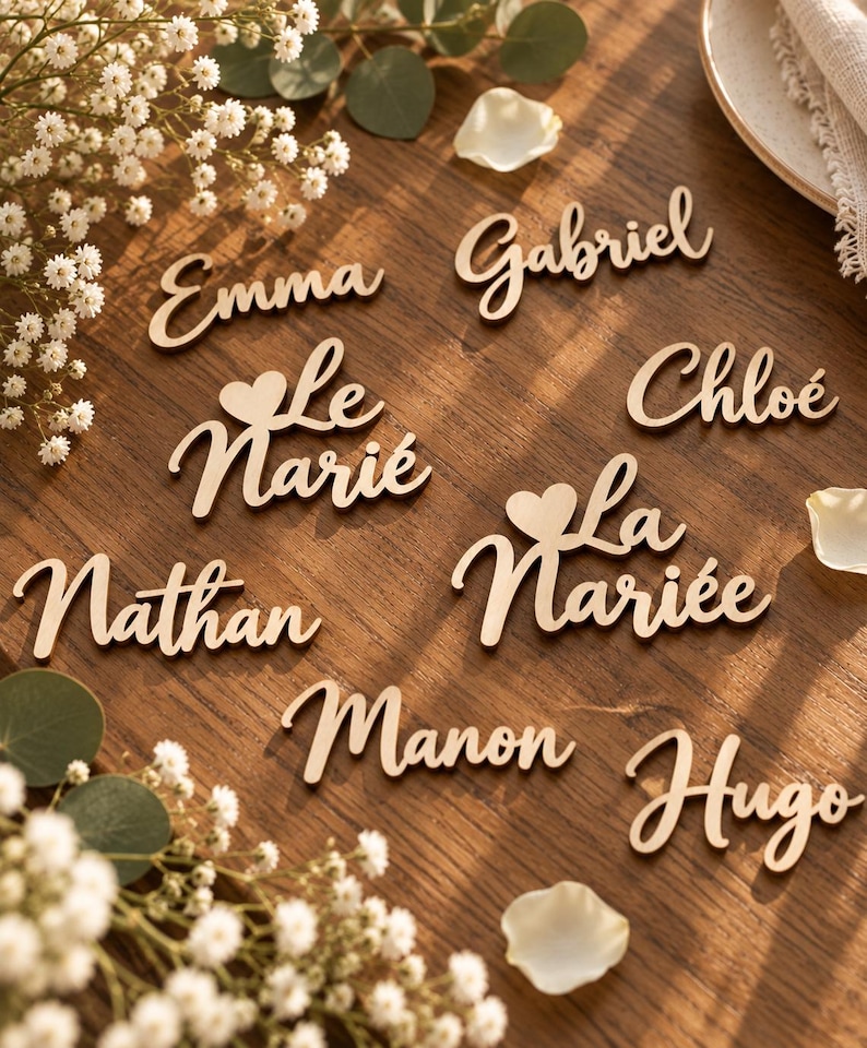 Baptism Table Personalized Wooden Name Place Card, Wedding Place Setting, Table Decor ...