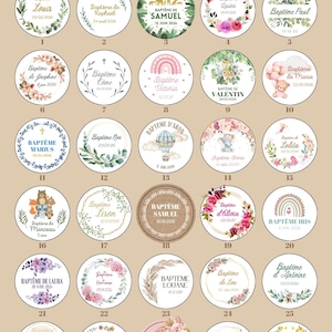 Étiquettes autocollantes personnalisées – Stickers ronds 35 40 60 mm – Baptême, Baby Shower