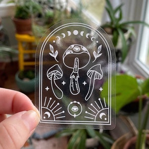 Clear Witchy Mushroom Sticker Celestial Arc Waterproof Sticker