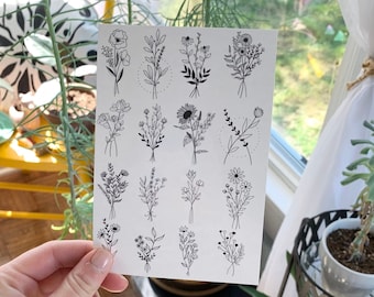 Wildflower Temporary Tattoos | Flower Bouquet Tattoos | Flower Tattoos | Festival Tattoos | Ethereal Tattoos | Fake Tattoos | Boho Gifts