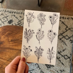 Wildflower Temporary Tattoos | Flower Bouquet Tattoos | Flower Tattoos | Festival Tattoos | Ethereal Tattoos | Fake Tattoos | Boho Gifts