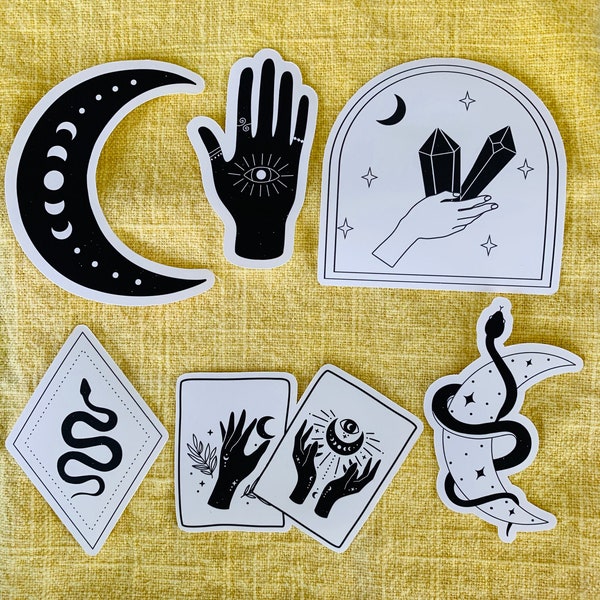 Witchy Sticker Pack Snake Crystals Celestial Spiritual