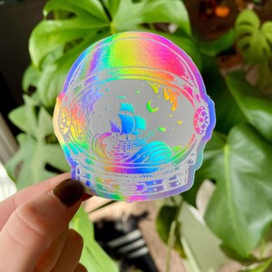 Astronaut Scuba Diver Sticker Oil Slick Holographic Waterproof decal Waterproof Sticker image 1