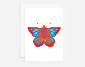 Mystical Moth Greeting Card - Blank - Nature - Red - Turquoise - Celestial - Magic - Witchy - Cute - Trendy