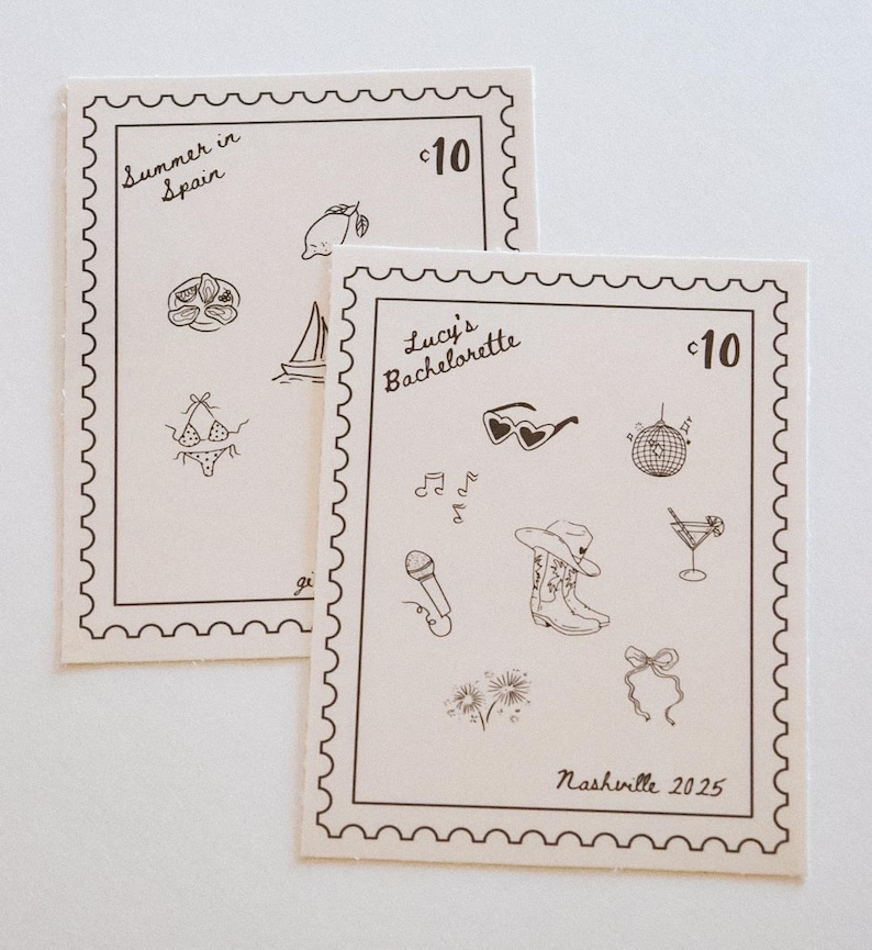 Custom Temporary Tattoo Sheet - Custom Bachelorette Tattoos - Custom Stamp Tattoo Sheet - Custom Event Party Favors - Hand Drawn Art - Gift image 7
