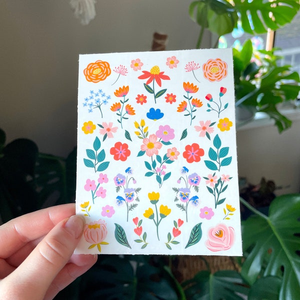 Puedo comprarme flores - hoja de tatuaje temporal - tatuajes falsos - floral rústico - hygge - primavera - lindo - de moda - regalo - favor de fiesta