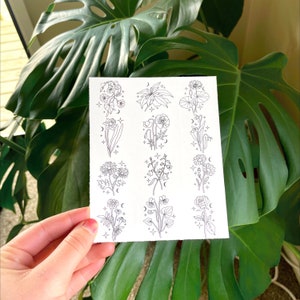 Hoja de tatuaje de flor de luna - Tatuajes temporales - Festival - Regalo lindo - Boho - Etéreo - Celestial - Floral - Luna - Tatuajes falsos - Bonito