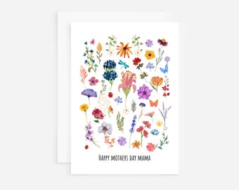 Happy Mothers Day Mama - Blank Greeting Cards - Floral - Wildflowers - Spring - Springtime - Mom - Aesthetic