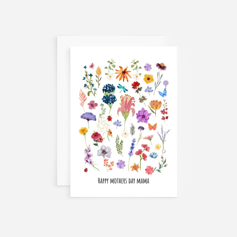 Happy Mothers Day Mama Blank Greeting Cards Floral Wildflowers Spring Springtime Mom Aesthetic image 1