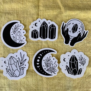 Crystal Moon Sticker Pack Witchy Sticker Pack Snake Crystals Celestial Spiritual