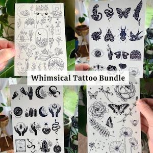 Whimsical Tattoo Bundle | Flower Bouquet Tattoos | Flower Tattoos | Festival Tattoos | Ethereal Tattoos | Fake Tattoos | Boho Gifts