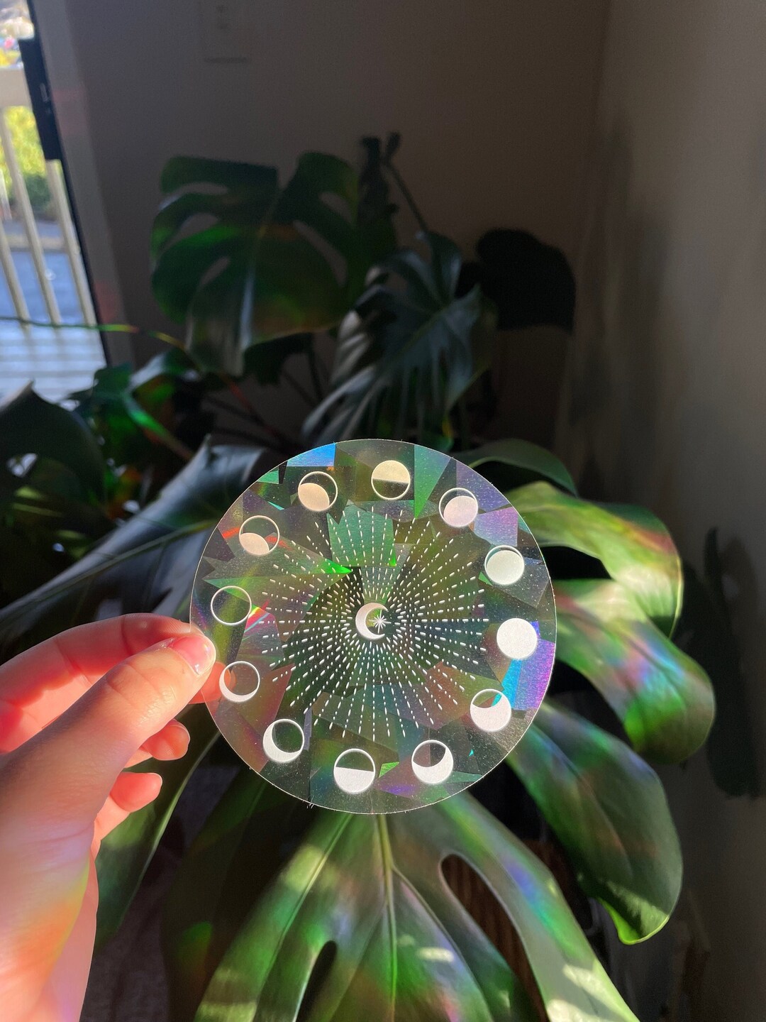 Moon Phase Suncatcher Sticker Celestial Window Decal Rainbow Maker Boho ...