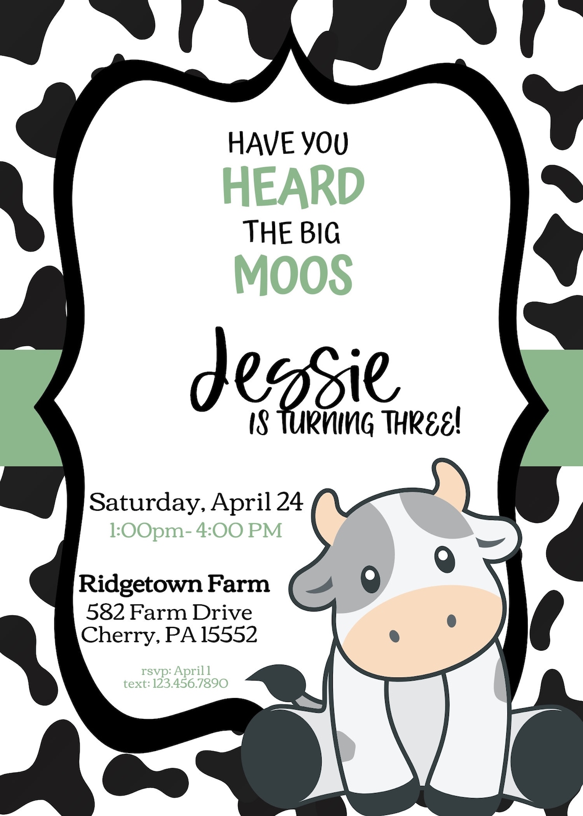 Birthday Cow Invitations Cow Invitations Birthday Cow Cow Etsy