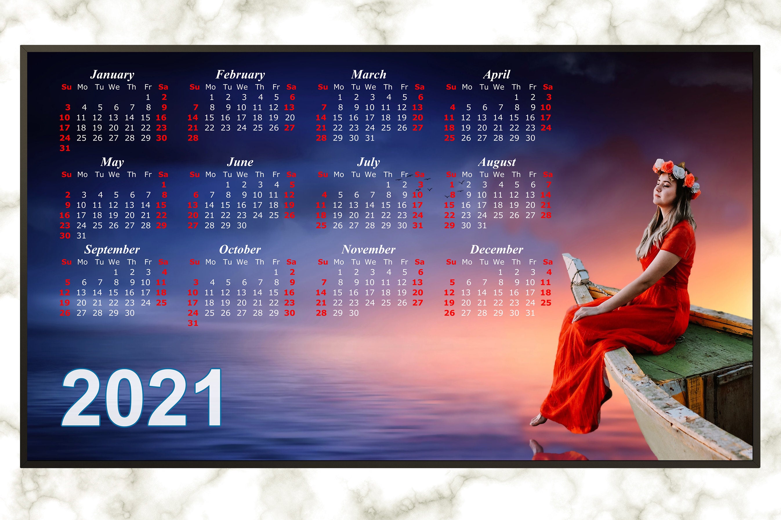 Calendar Women Samsung Frame TV Art DIGITAL Art Calendar Etsy