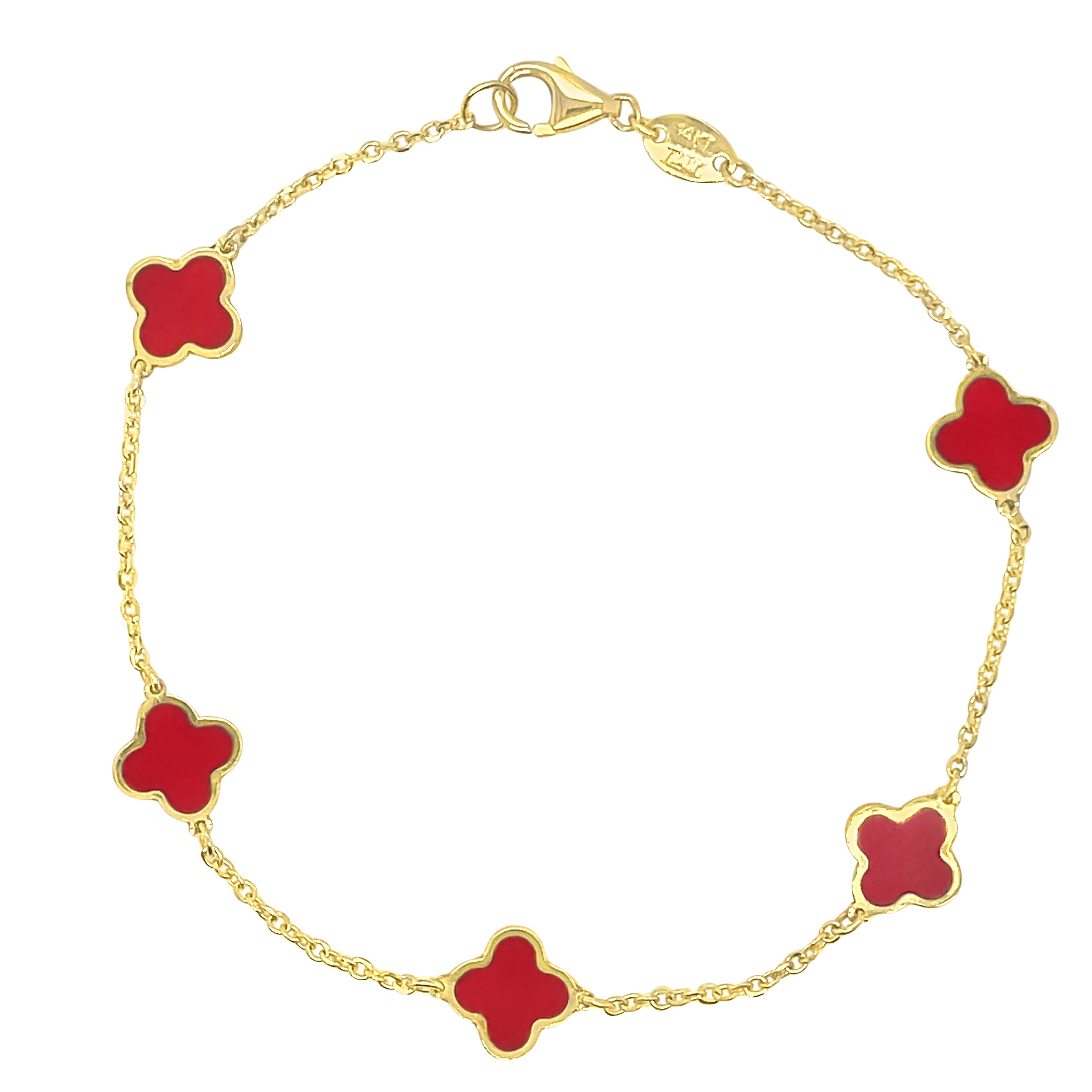 STONE HENgE/送料込み/関税込み 14K Flower Cubic Bracelet 14k Solid Gold, Gemstone Flower Bracelet, Cable Link Chain