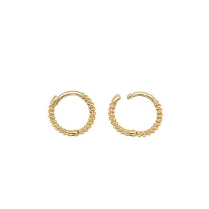 14k Gold Dainty Twist Huggies yellow/rose/white Gold 8mm, 10mm, 12mm