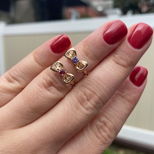 14k solid yellow gold bow ring