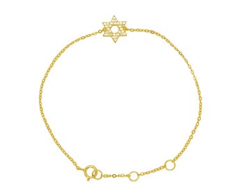 Gold Plated Star of David Bracelet | CZ Magen David Jewelry