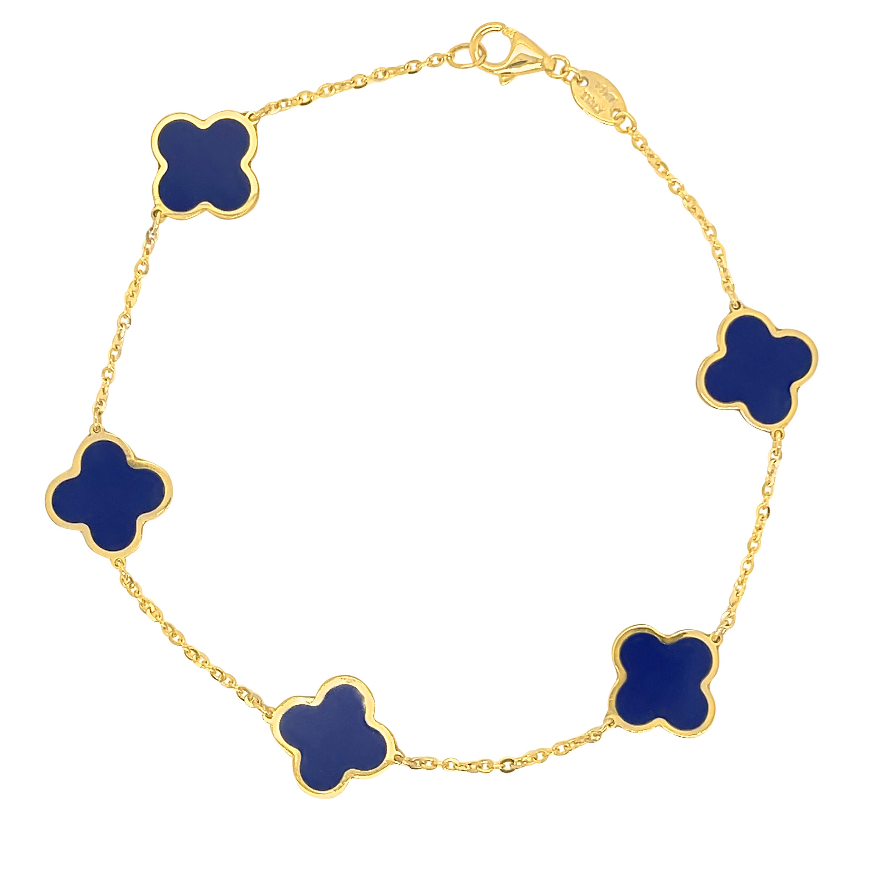 14k Solid Gold, Cable Link Chain, Colored Stone Flower Bracelet