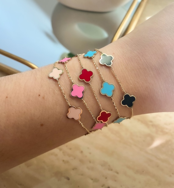 ＊韓国＊［NAVIVERSE］Cherry Filter Bracelet 4 Cherry Blossom Bracelet - Ceramic Flower Silver Bracelet