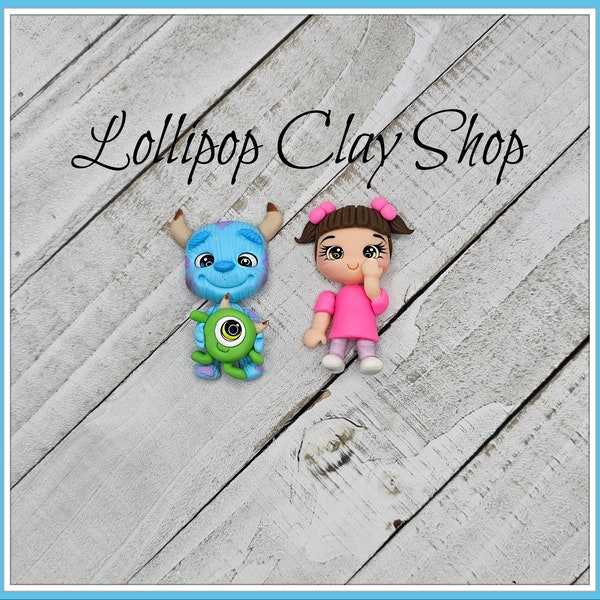 Monster Clays for bows-Polymer Clay Bow Center clay doll, clay dolls, bow centerpieces, clay center for bows, bow center