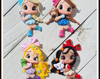 Princesse inspired clay dolls - Clays for bows- Clay Bow Center clay doll, clay dolls, bow centerpieces, clay center for bows, bow center