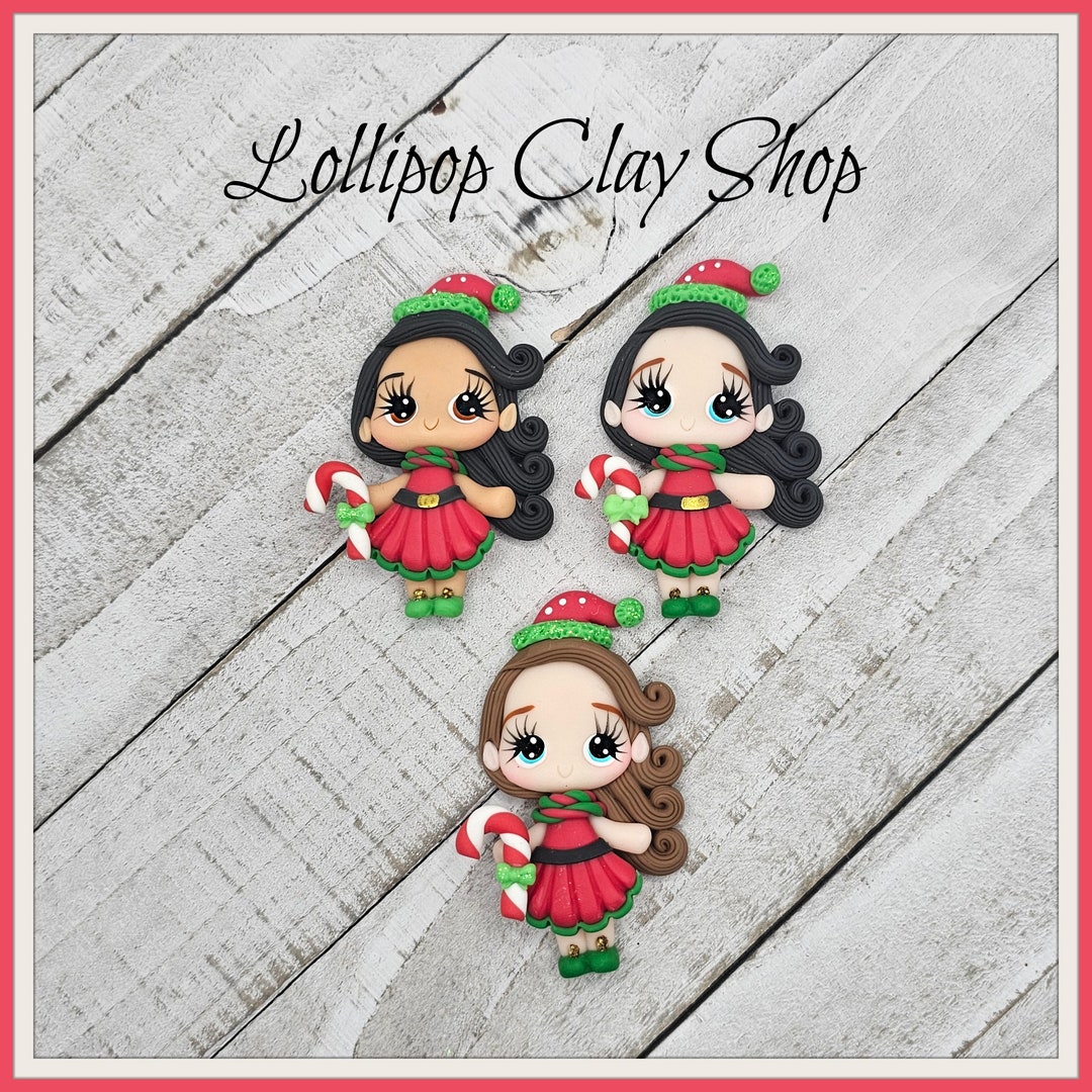 Christmas Elves for Bowspolymer Clay Bow Center Clay Doll, Clay Dolls