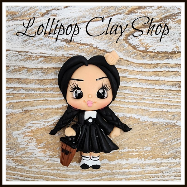 Addams Family Clays for bows-Polymer Clay Bow Center clay doll, clay dolls, bow centerpieces, clay center for bows,  adams family