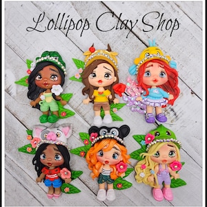 Princess inspired clay dolls - Clays for bows- Clay Bow Center clay doll, clay dolls, bow centerpieces, clay center for bows