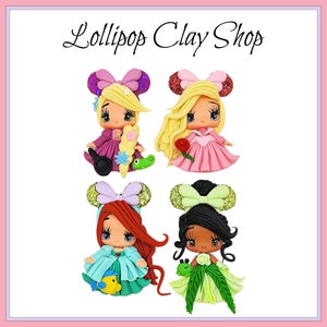 Princess Clays for bows- Clay Bow Center clay doll, clay dolls, bow centerpieces, clay center for bows, bow center-Glitter Style