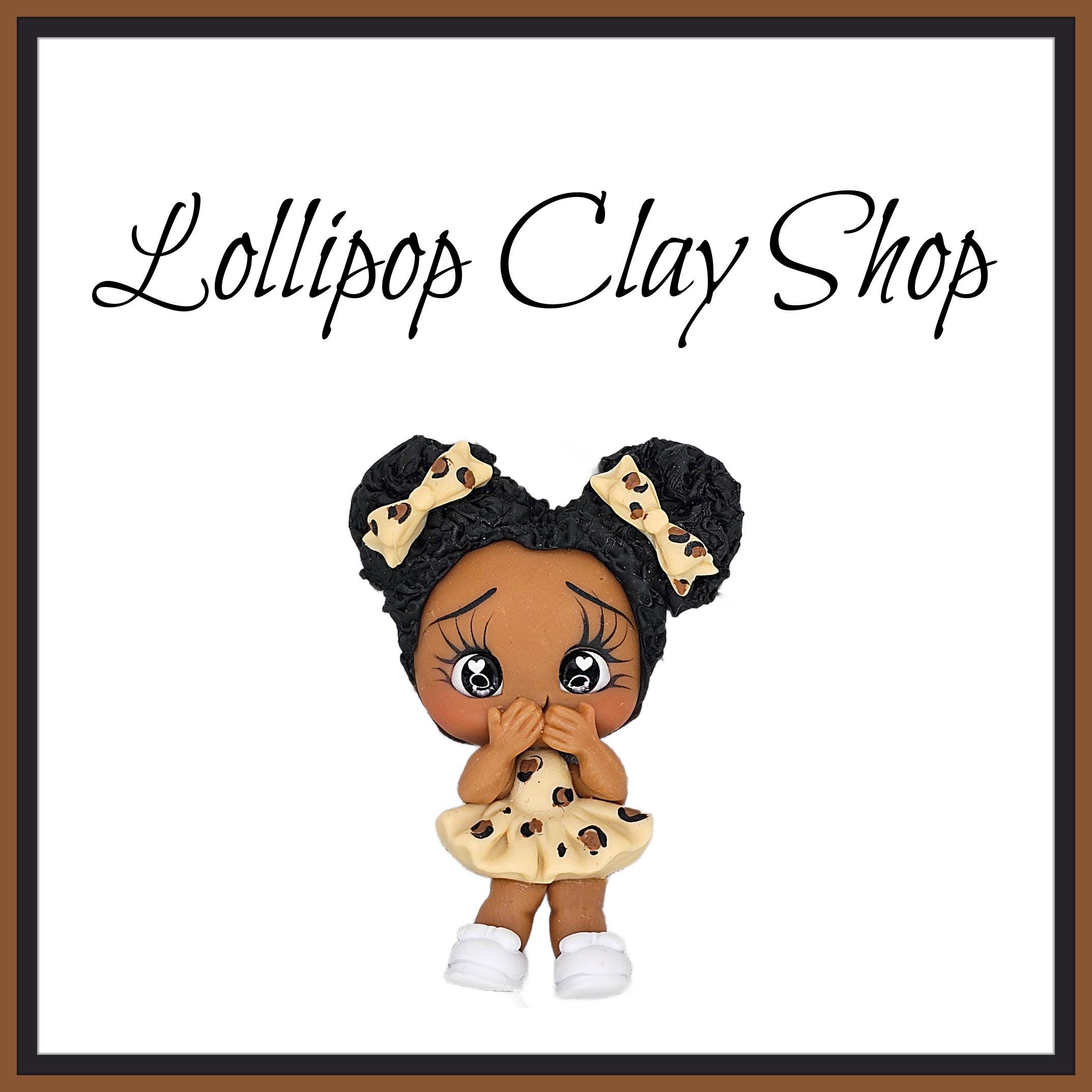 Leopard girl fashionista clay - Clays for bows- Clay Bow Center clay doll, clay dolls, bow centerpieces, clay center for bows