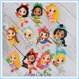 Princess inspired clay dolls - Clays for bows- Clay Bow Center clay doll, clay dolls, bow centerpieces, clay center for bows, bow center