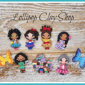 Colombian Girl and Family - Clays for bows- clay doll, clay dolls, bow centerpieces, clay center for bows, bow center