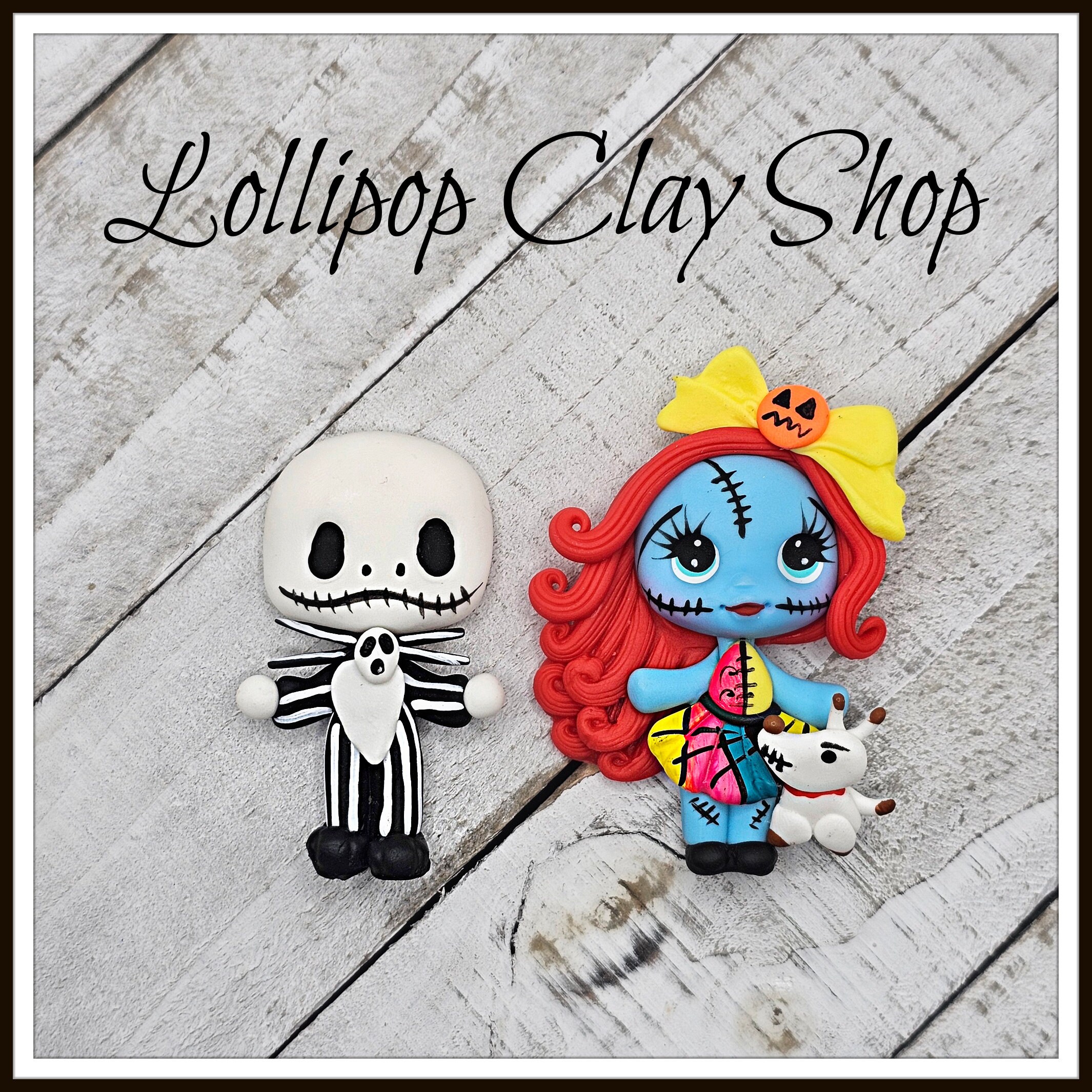 Skeleton Clays for bows-Polymer Clay Bow Center clay doll, bow centerpieces, clay center for bows, nightmare before christmas