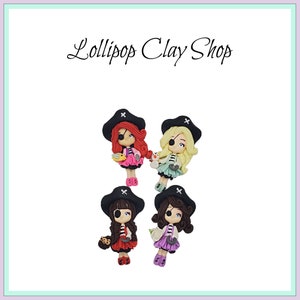 Princess Pirate Clays for bows- Clay Bow Center clay doll, clay dolls, bow centerpieces, clay center for bows, bow center