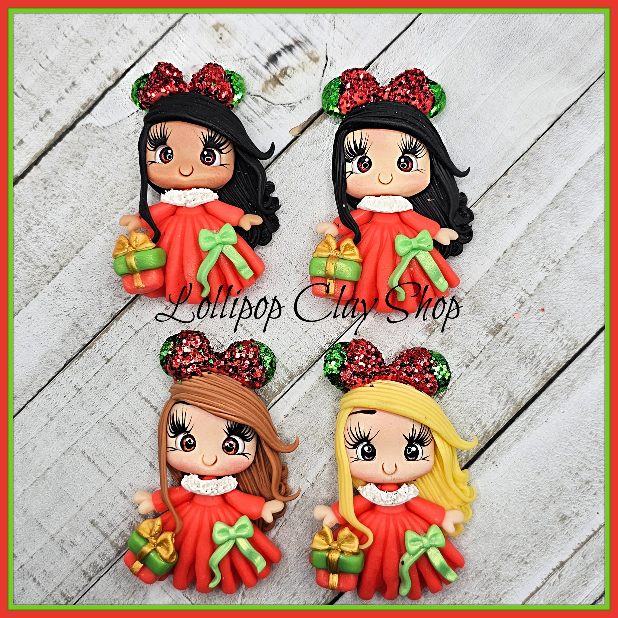 Chibi Polymer Clay Dolls Christmas Girls For Bows-polymer Clay Bow