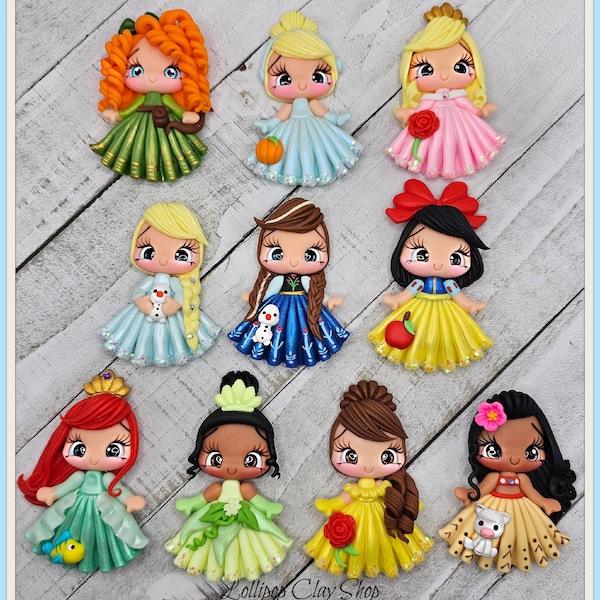 Princess inspired clay dolls - Clays for bows- Clay Bow Center clay doll, clay dolls, bow centerpieces, clay center for bows