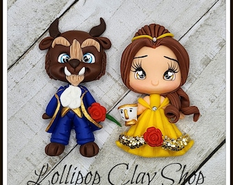 Princess and the  Beast inspired clay - Clays for bows- Clay Bow Center clay doll, clay dolls, bow centerpieces, clay center for bows