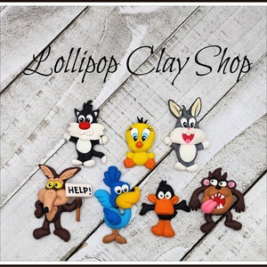 Popular cartoon character clay dolls- Clays for bows- Clay Bow Center clay doll, clay dolls, bow centerpieces, clay center for bows