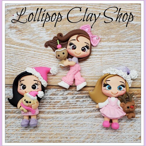 Christmas Girls for Bowspolymer Clay Bow Center Clay Doll Etsy