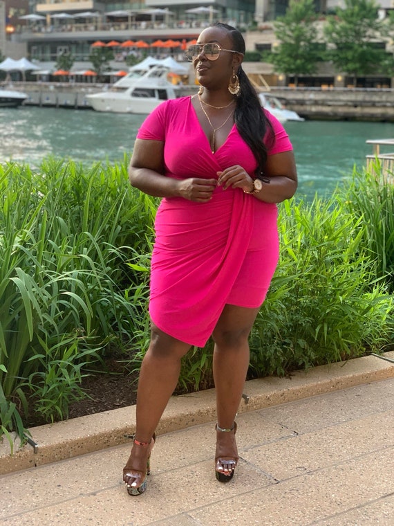 Wrap clearance dress cleavage