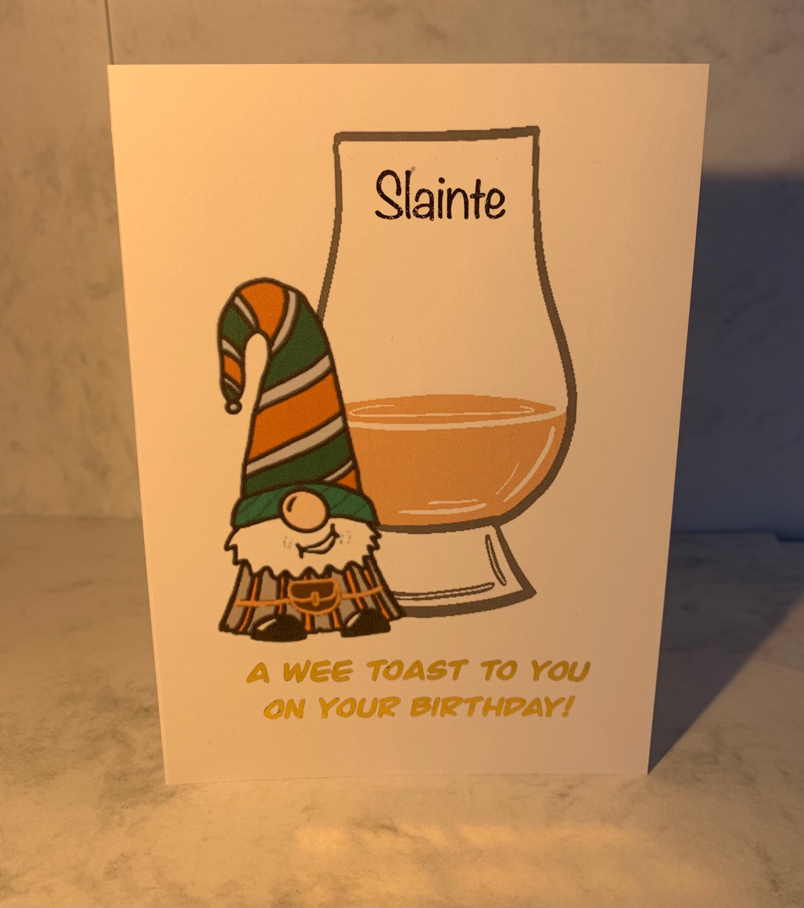 Scottish Happy Birthday Song Scottish Themed Happy Birthday Cards, Gnome, Wee Dram Also Saying “A