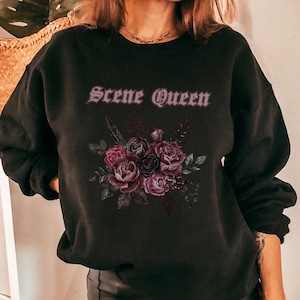 Scene Queen Crewneck Sweatshirt, Elder Emo Shirt, Emo Sweatshirt, Goth Sweatshirt, Emo Gift, Gift For Emo, Emo Mom, Scene Kid Shirt