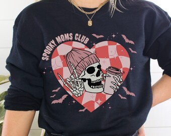 Spooky Moms Club Crewneck, Spooky Moms Club Sweatshirt, Spooky Mom Shirt, Halloween Mom Shirt, Goth Mom Shirt, Emo Mom Shirt, skeleton shirt
