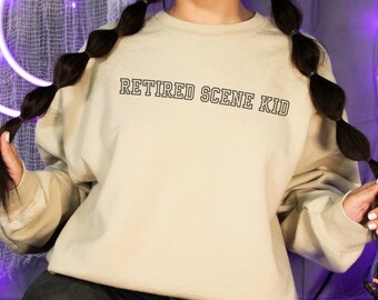Retired Scene Kid Crewneck, Retired Scene Kid Sweatshirt, Emo Crewneck, Emo Sweatshirt, Plus Size Emo Shirt, Emo Gift, Elder Emo Shirt