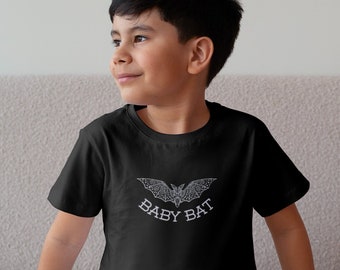 T-shirt baby vleermuis peuter korte mouw, shirt vleermuis, shirt goth peuter, gotische peuter, gotische babykleding, gotische kleding, goth kinderkleding
